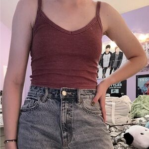 maroon american eagle crop tank